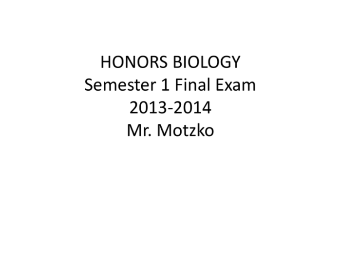 Honors biology final exam pdf