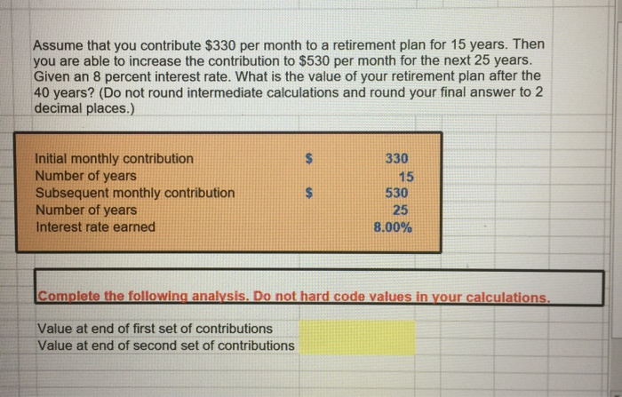 Assume that you contribute 0 per month