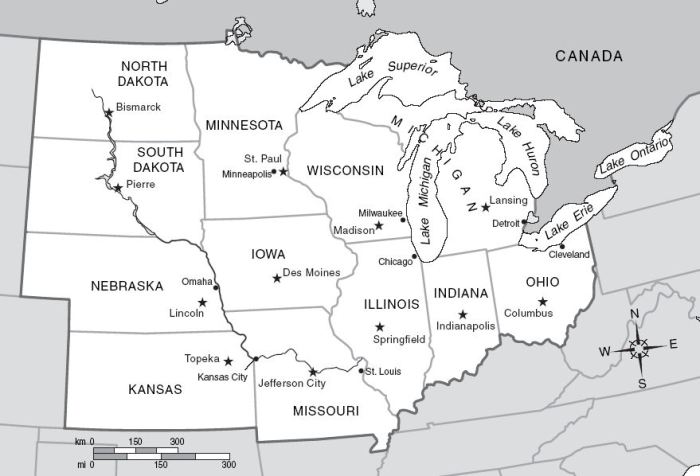 Midwest region capitals and abbreviations