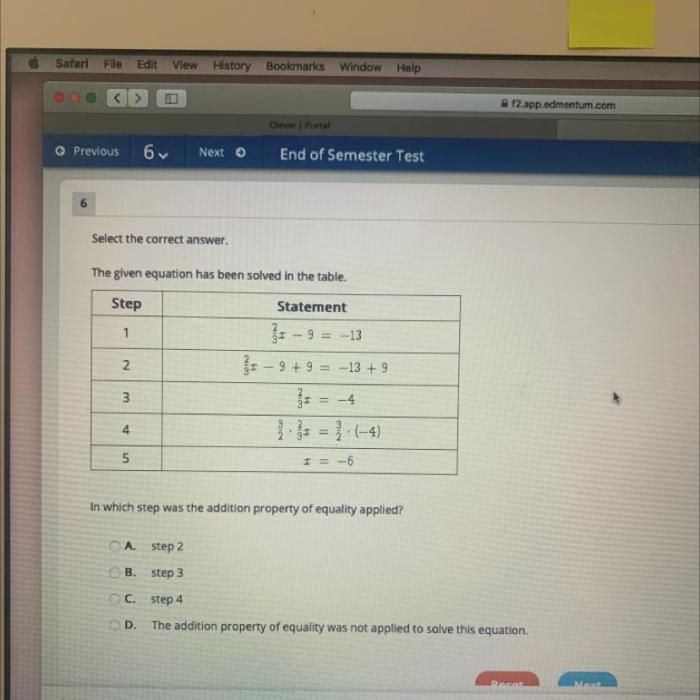 The given equation has been solved in the table